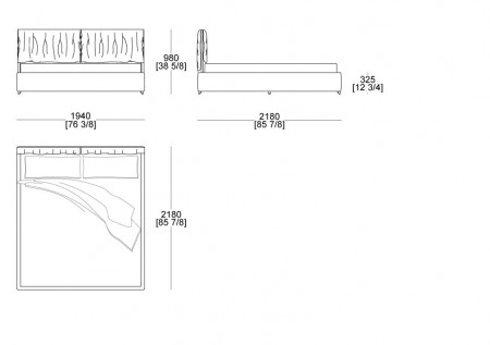 Bed with box (mattress W.1800 mm x D. 2000 mm)