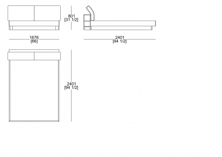 Bed in wood (mattress W. 1600 x D. 2000 mm)