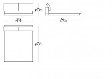 Bed in wood (mattress W. 1800 x D. 2000 mm)