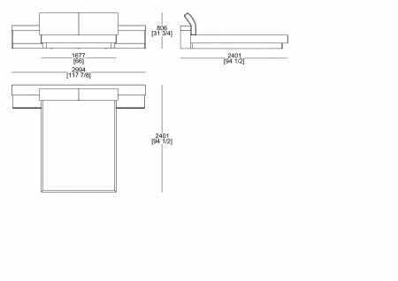 Bed in wood (mattress W. 1600 x D. 2000 mm)