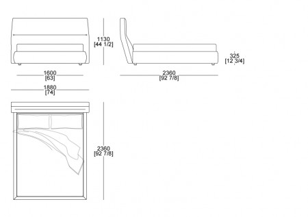 Bed (mattress W. 1600 x D. 2100 mm)