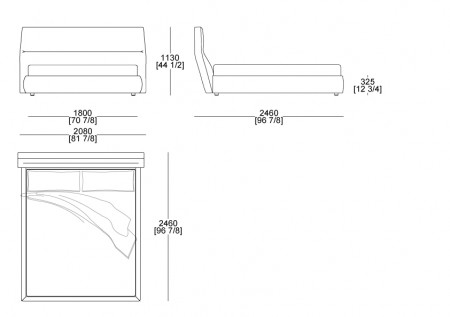 Bed (mattress W. 1800 x D. 2100 mm)