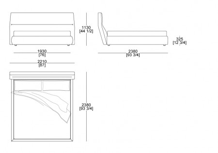 Bed (mattress W. 1930 x D. 2020 mm)