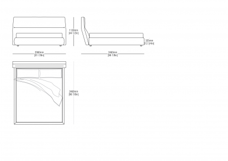 Fixed bedspring (mattress size 1800 x 2100 mm)