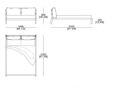 Bed (mattress W. 1600 x D. 2000 mm)