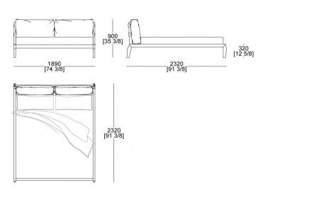 Bed (mattress W. 1800 x D. 2000 mm)