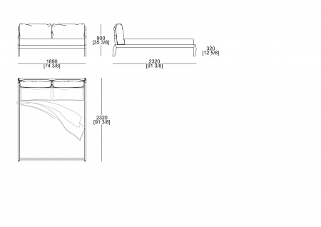 Fixed bedspring (mattress size 1800 x 2000 mm)