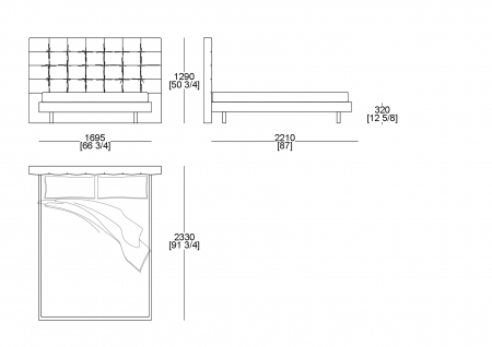 Bed (mattress W. 1600 x D. 2100 mm)