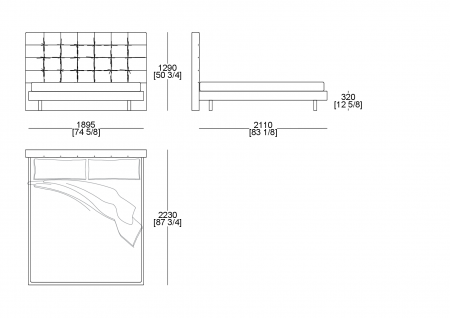 Bed (mattress W. 1800 x D. 2000 mm)