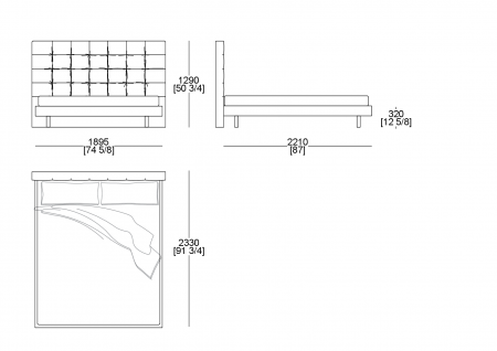 Letto (materasso L. 1800 x P. 2100 mm)