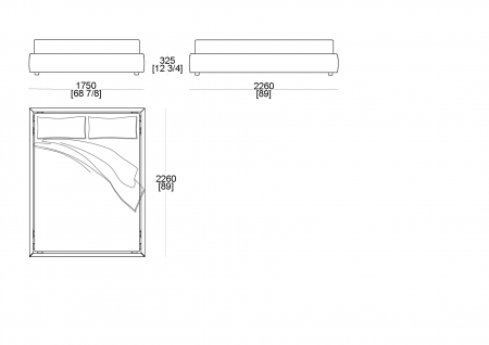 Bed (mattress W. 1600 x D. 2100 mm)