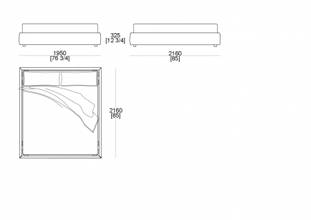 Bed (mattress W. 1800 x D. 2100 mm)