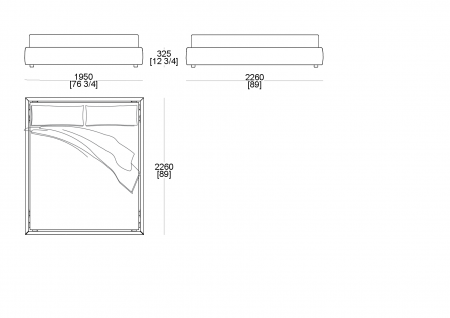 Bed (mattress W. 1800 x D. 2100 mm)