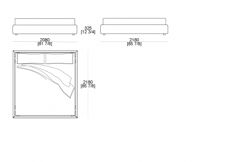 Letto king size (materasso L. 1930x P. 2020)