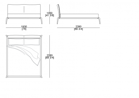 Bed (mattress W. 1750 x D. 2000 mm)