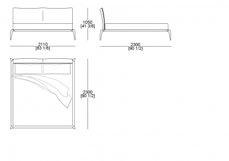 Bed (mattress W. 1930 x D. 2020 mm)