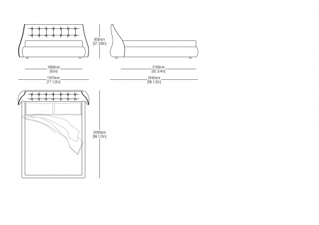 Fixed bedspring (mattress size 1600 x 2100 mm)