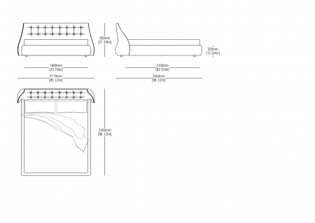 Fixed bedspring (mattress size 1800 x 2100 mm)
