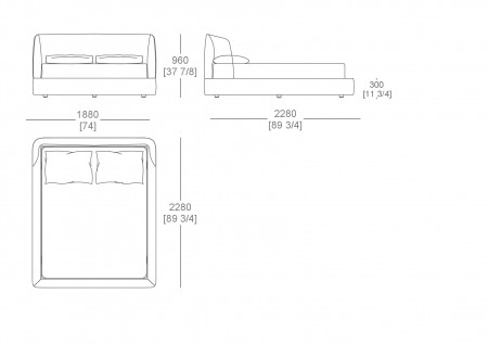 Raisable bedspring (mattress W. 1600 x D. 2000 mm)