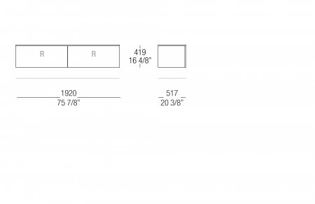 Hanging sideboard W. 1920 mm