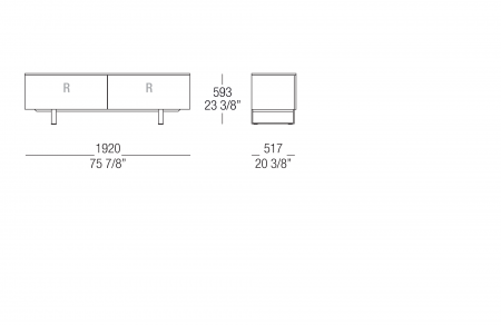 Low sideboard W. 1920 mm