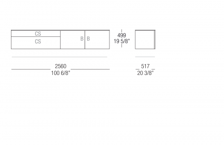 Hanging sideboard W. 2560 mm