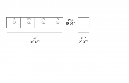 Hanging sideboard W. 2560 mm