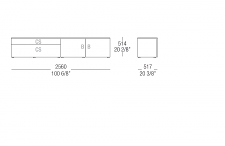 Hanging sideboard W. 2560 mm