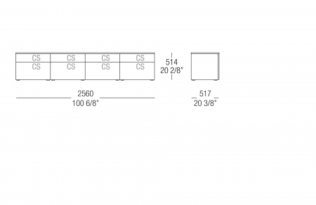 Low sideboard W. 2560 mm