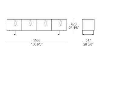 Low sideboard W. 2560 mm