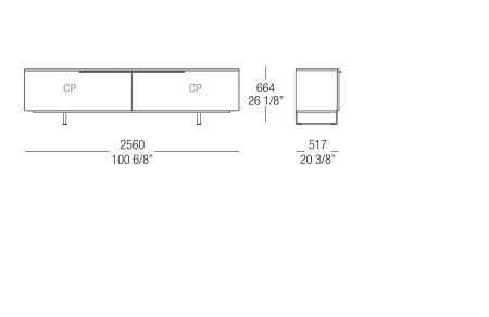 Low sideboard W. 2560 mm