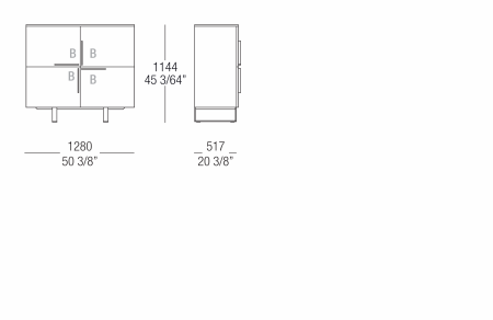 High sideboard L. 1280 mm