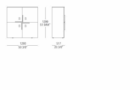 High sideboard L. 1280 mm