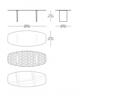 Oval table W. 2500 mm