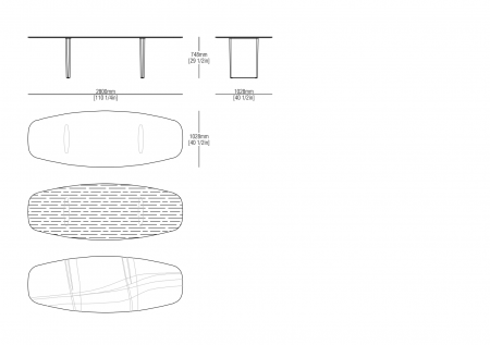 Oval table W. 2800 mm 