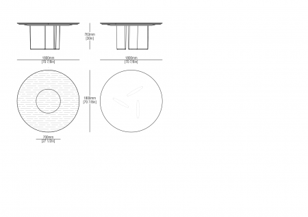 Round wood table W. 1800 mm