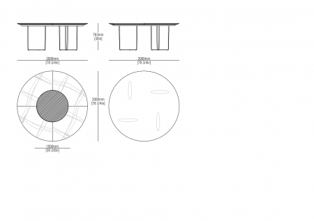 Round marble table W. 2000 mm