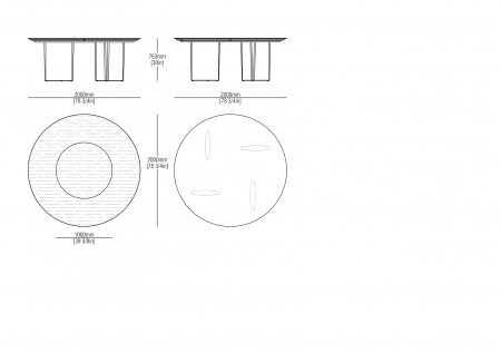 Wood round table W. 2000 mm