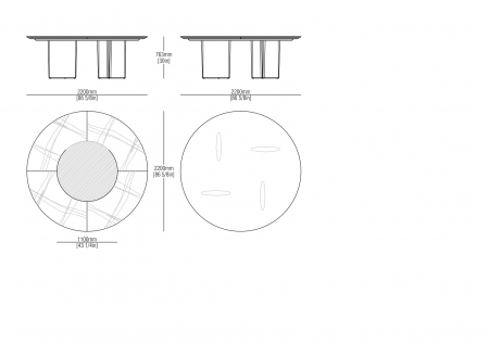  Round marble table W. 2200 mm