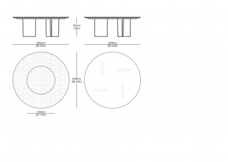 Wood round table W. 2200 mm