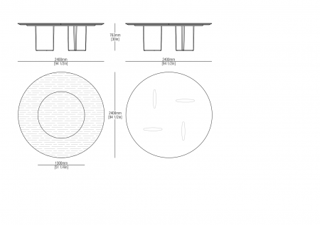 Wood round table W. 2400 mm