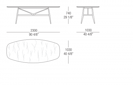 Fixed table with marble top