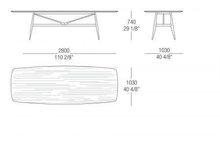 Fixed table with wood top