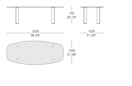 Tavolo ovale piano vetro