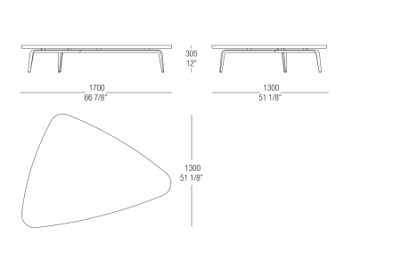 Tavolino L. 1700 mm piano laccato