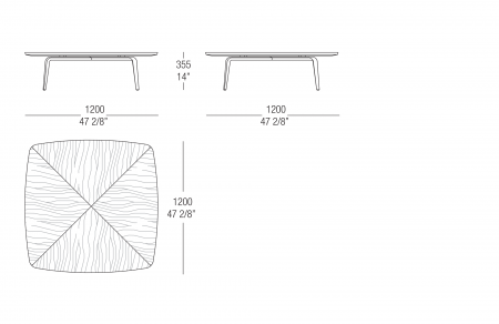 Tavolino L. 1200 mm piano essenza