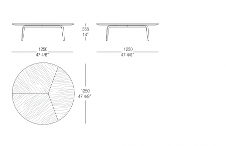 Tavolino Ø 1250 mm piano essenza