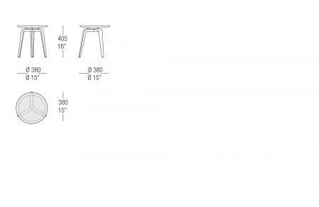 Tavolino Ø 380 mm piano vetro