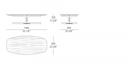 Semi-oval small table with wood top