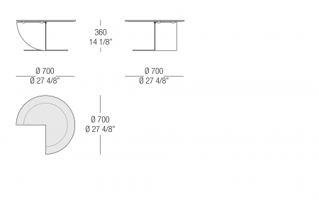  Small table round 3/4 of a circle